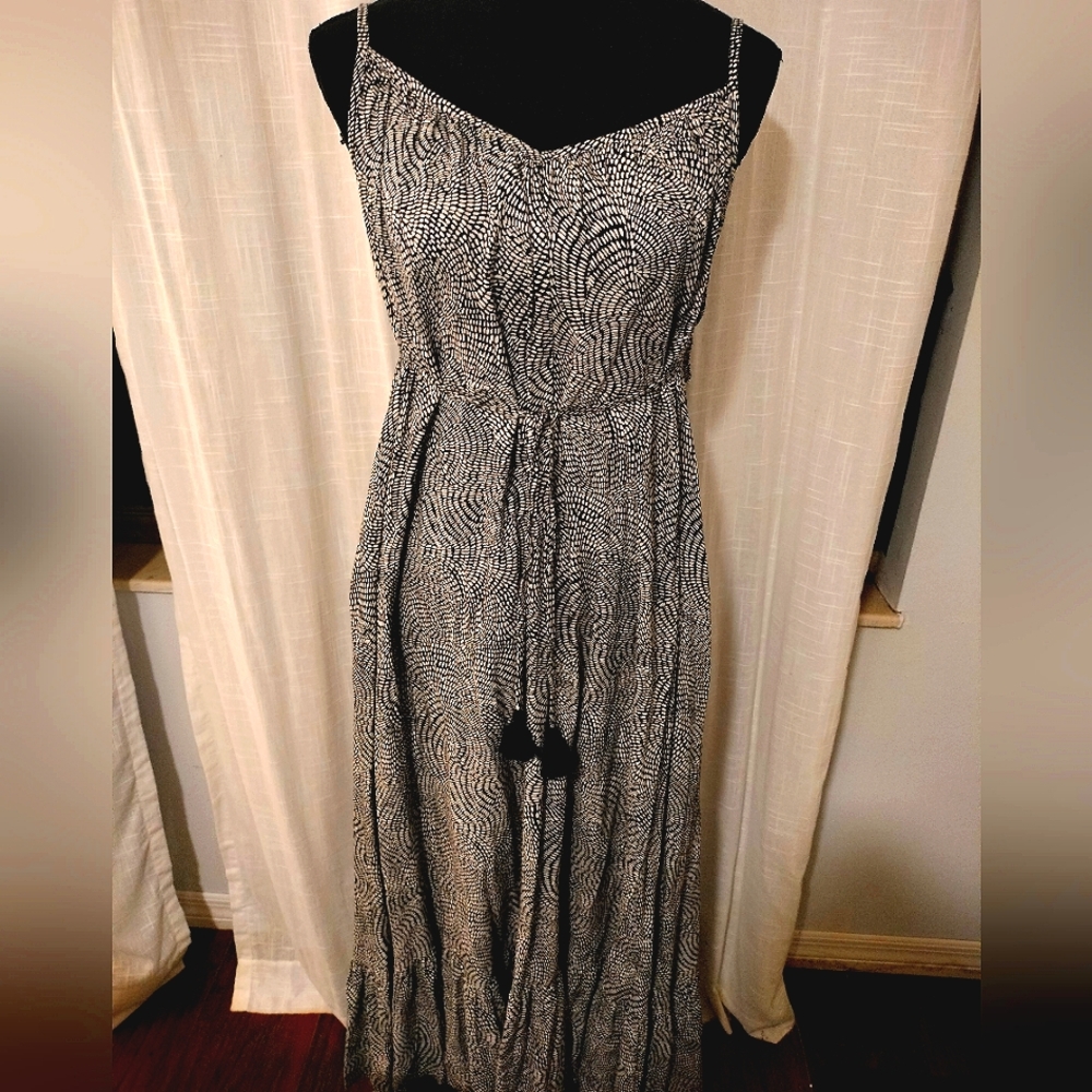 Ava & Via Maxi Plus Size X Rayon Spring Black and Ivory Dress